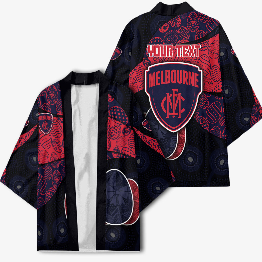 Personalized Melbourne Football Kimono Easter Egg Pattern Red Navy Tribal Dot Art Style