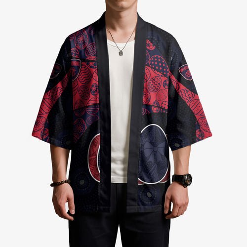 Personalized Melbourne Football Kimono Easter Egg Pattern Red Navy Tribal Dot Art Style