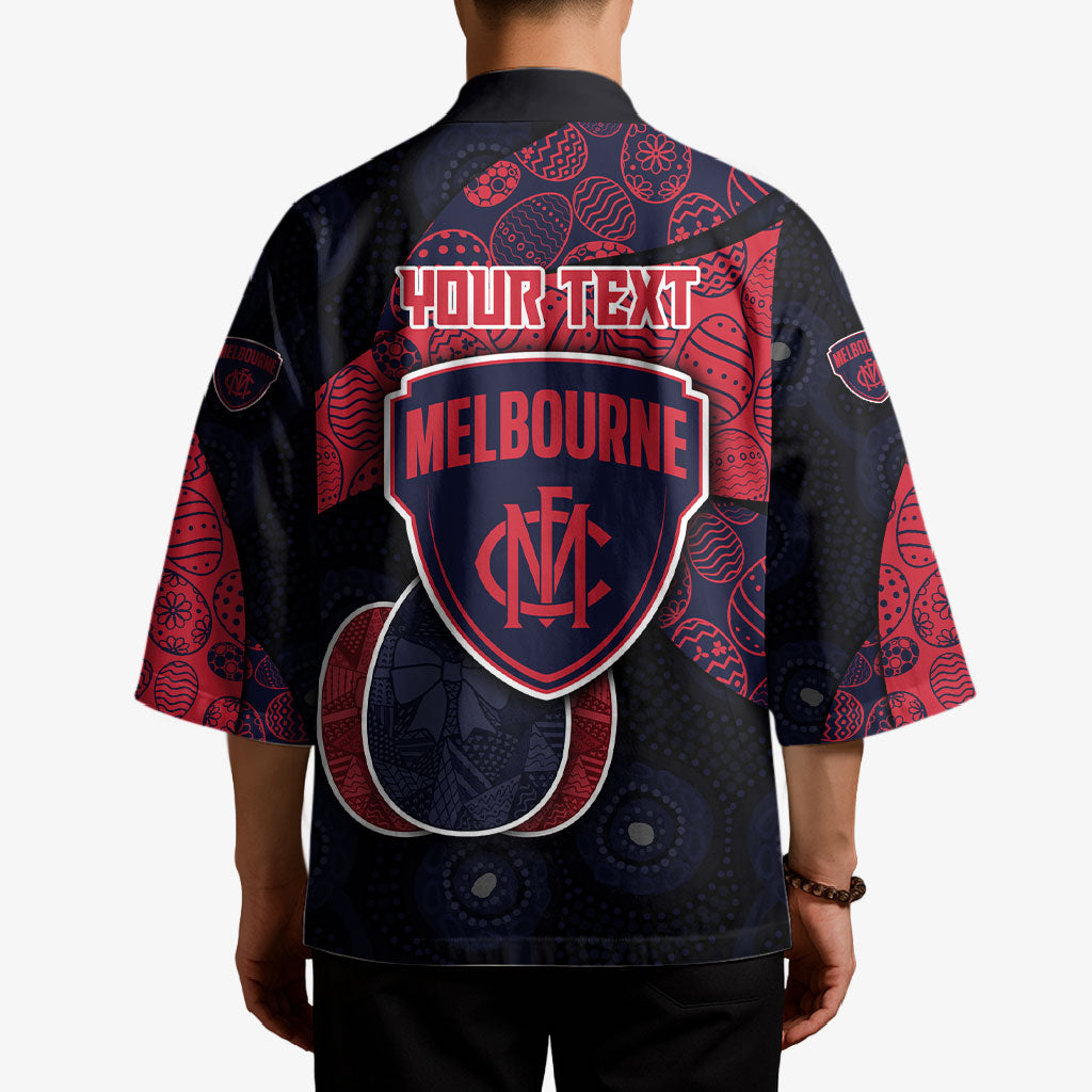 Personalized Melbourne Football Kimono Easter Egg Pattern Red Navy Tribal Dot Art Style