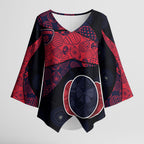 Personalized Melbourne Football Kimono Sleeve Blouse Easter Egg Pattern Red Navy Tribal Dot Art Style