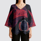 Personalized Melbourne Football Kimono Sleeve Blouse Easter Egg Pattern Red Navy Tribal Dot Art Style
