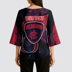 Personalized Melbourne Football Kimono Sleeve Blouse Easter Egg Pattern Red Navy Tribal Dot Art Style