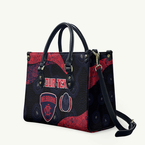 Personalized Melbourne Football Leather Bag Easter Egg Pattern Red Navy Tribal Dot Art Style
