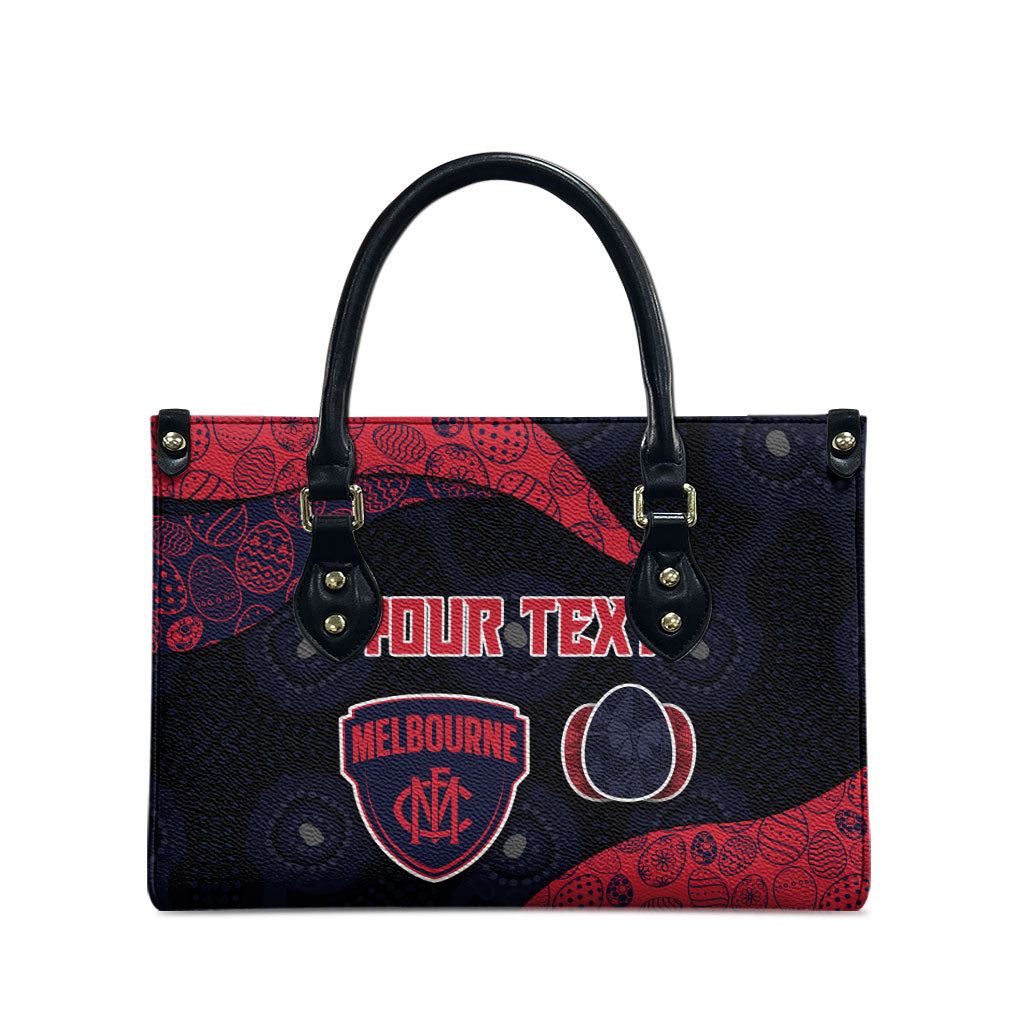 Personalized Melbourne Football Leather Bag Easter Egg Pattern Red Navy Tribal Dot Art Style
