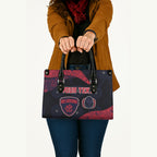 Personalized Melbourne Football Leather Bag Easter Egg Pattern Red Navy Tribal Dot Art Style