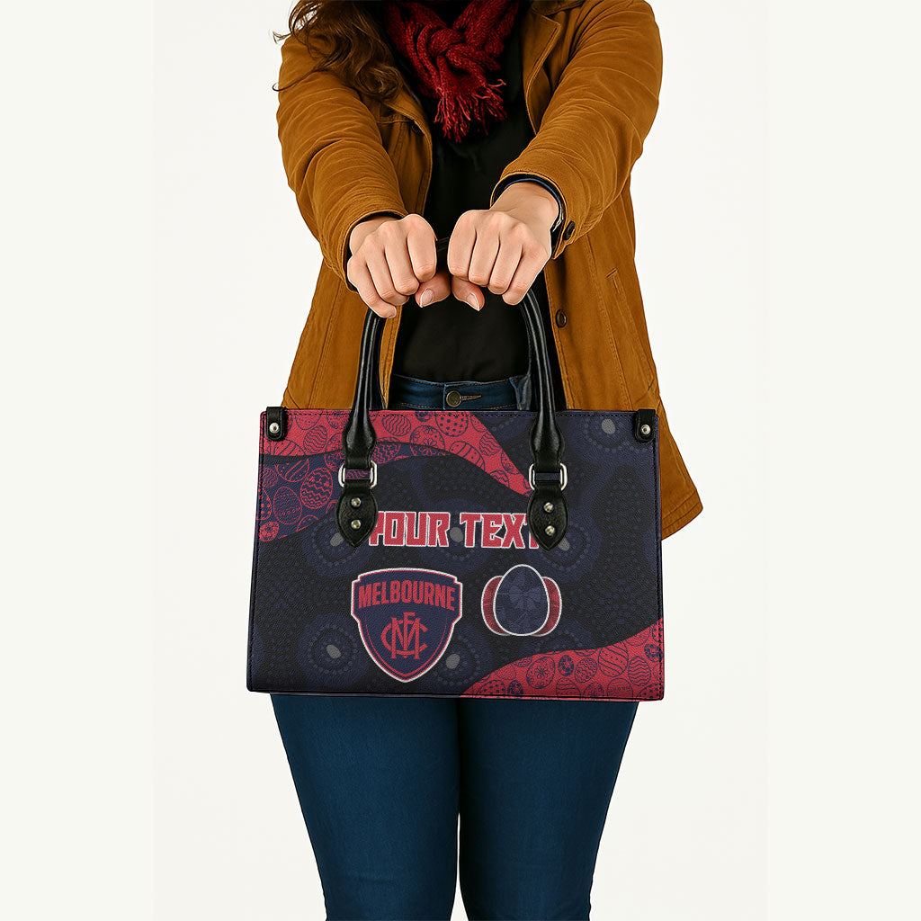 Personalized Melbourne Football Leather Bag Easter Egg Pattern Red Navy Tribal Dot Art Style