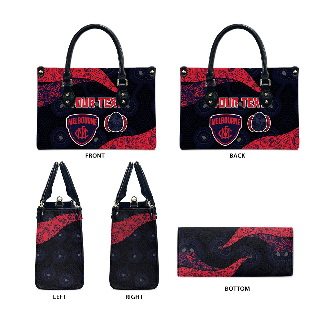 Personalized Melbourne Football Leather Bag Easter Egg Pattern Red Navy Tribal Dot Art Style