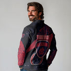 Personalized Melbourne Football Long Sleeve Polo Shirt Easter Egg Pattern Red Navy Tribal Dot Art Style