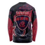 Personalized Melbourne Football Long Sleeve Shirt Easter Egg Pattern Red Navy Tribal Dot Art Style