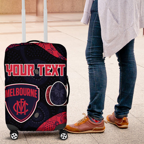 Personalized Melbourne Football Luggage Cover Easter Egg Pattern Red Navy Tribal Dot Art Style