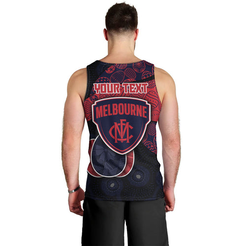Personalized Melbourne Football Men Tank Top Easter Egg Pattern Red Navy Tribal Dot Art Style