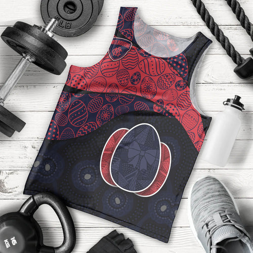 Personalized Melbourne Football Men Tank Top Easter Egg Pattern Red Navy Tribal Dot Art Style