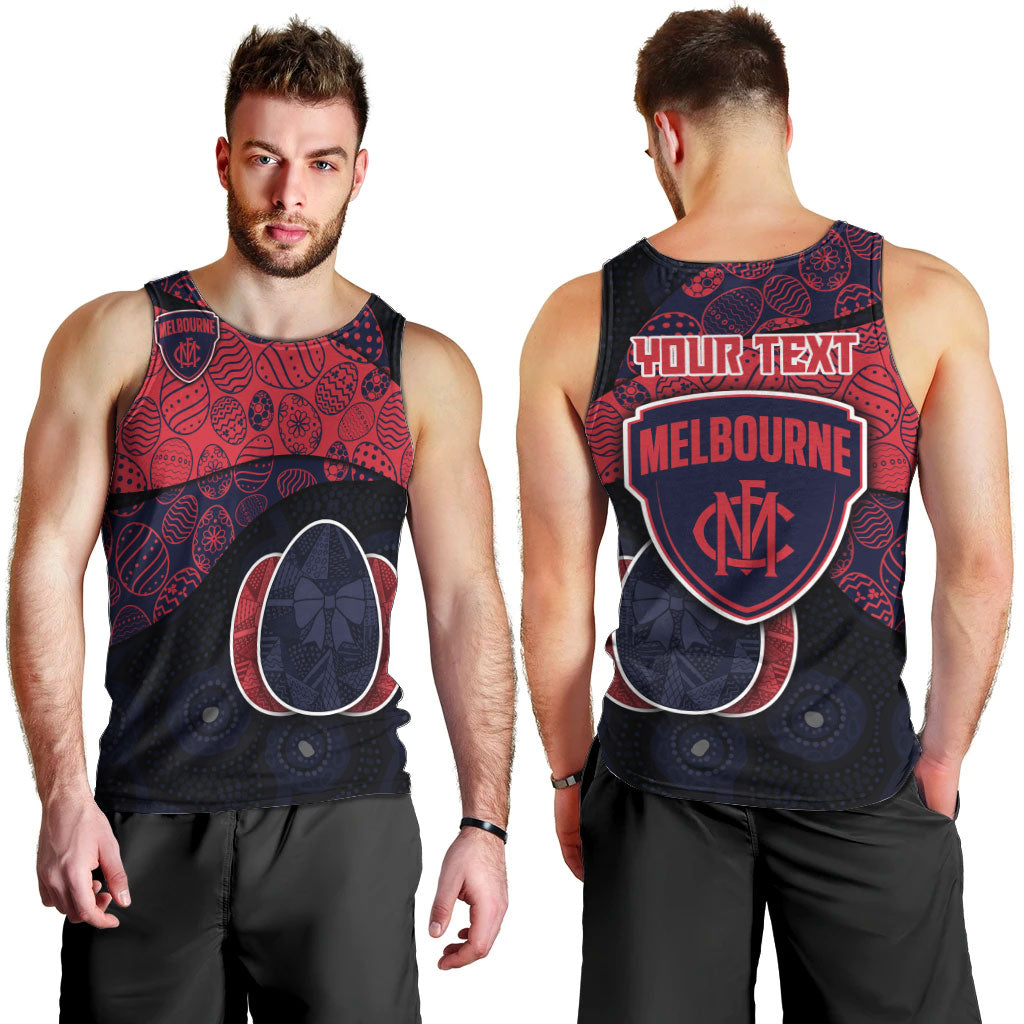 Personalized Melbourne Football Men Tank Top Easter Egg Pattern Red Navy Tribal Dot Art Style