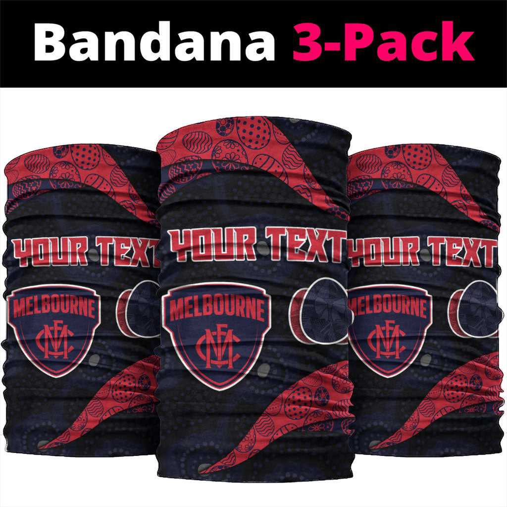 Personalized Melbourne Football Neck Gaiter Easter Egg Pattern Red Navy Tribal Dot Art Style