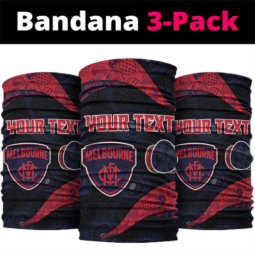 Personalized Melbourne Football Neck Gaiter Easter Egg Pattern Red Navy Tribal Dot Art Style