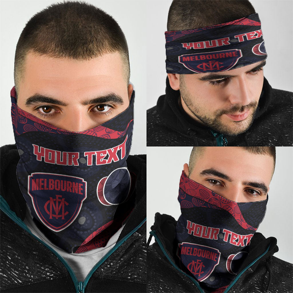 Personalized Melbourne Football Neck Gaiter Easter Egg Pattern Red Navy Tribal Dot Art Style
