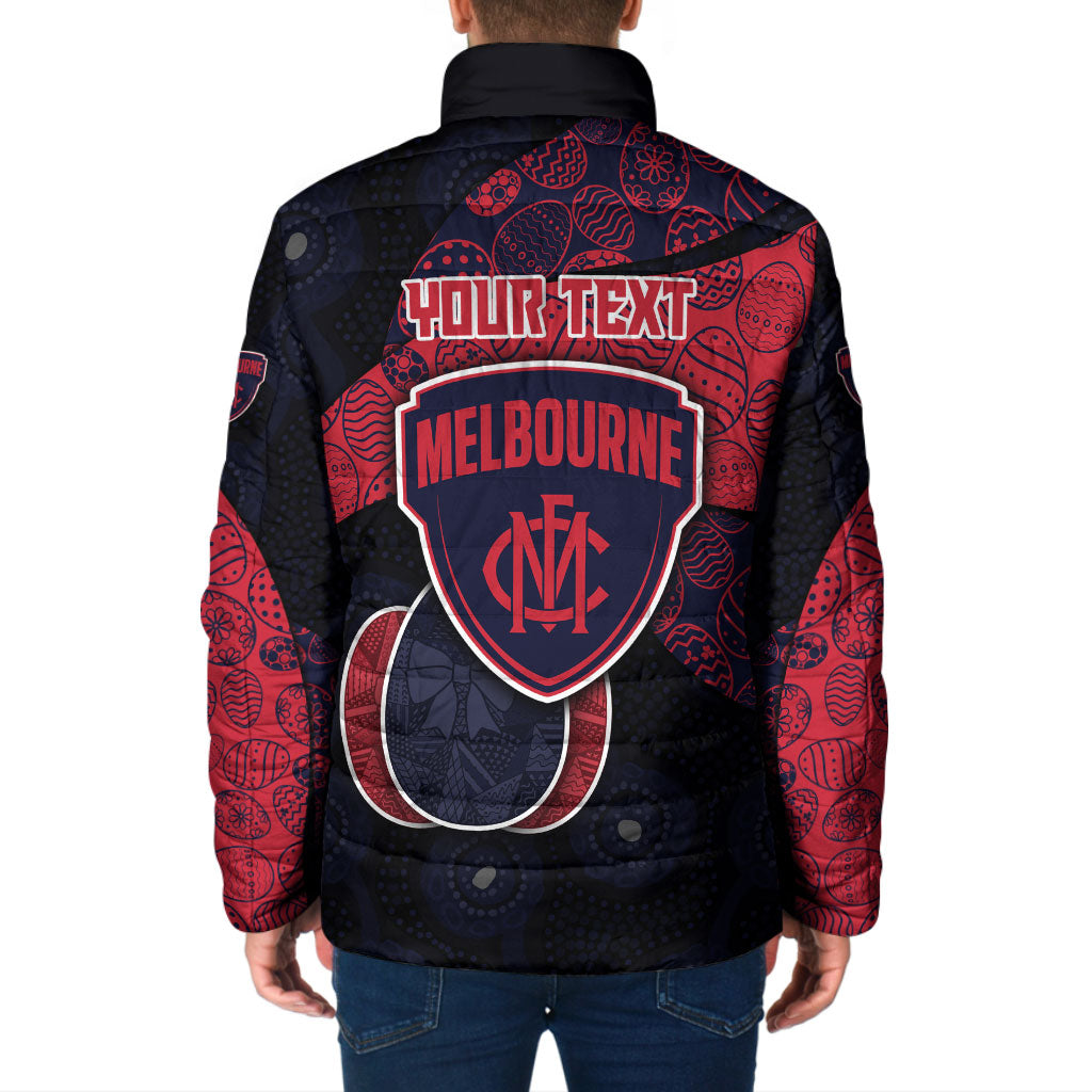 Personalized Melbourne Football Padded Jacket Easter Egg Pattern Red Navy Tribal Dot Art Style