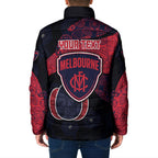 Personalized Melbourne Football Padded Jacket Easter Egg Pattern Red Navy Tribal Dot Art Style