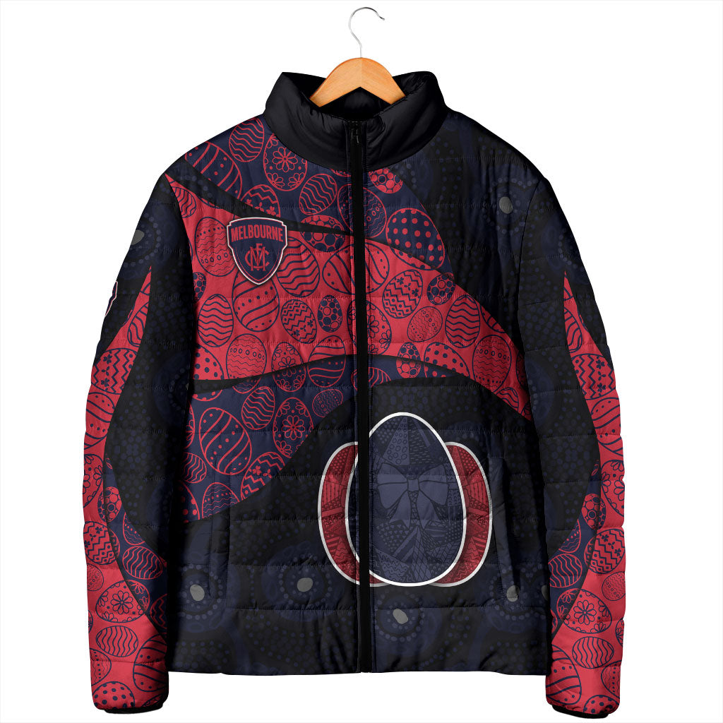 Personalized Melbourne Football Padded Jacket Easter Egg Pattern Red Navy Tribal Dot Art Style