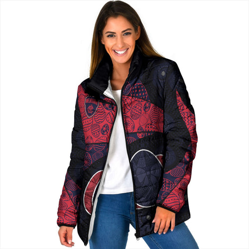 Personalized Melbourne Football Padded Jacket Easter Egg Pattern Red Navy Tribal Dot Art Style