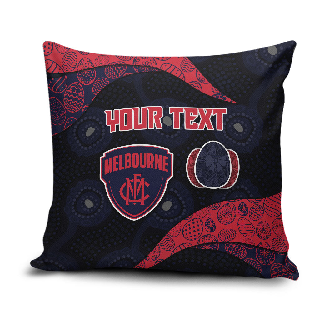 Personalized Melbourne Football Pillow Cover Easter Egg Pattern Red Navy Tribal Dot Art Style