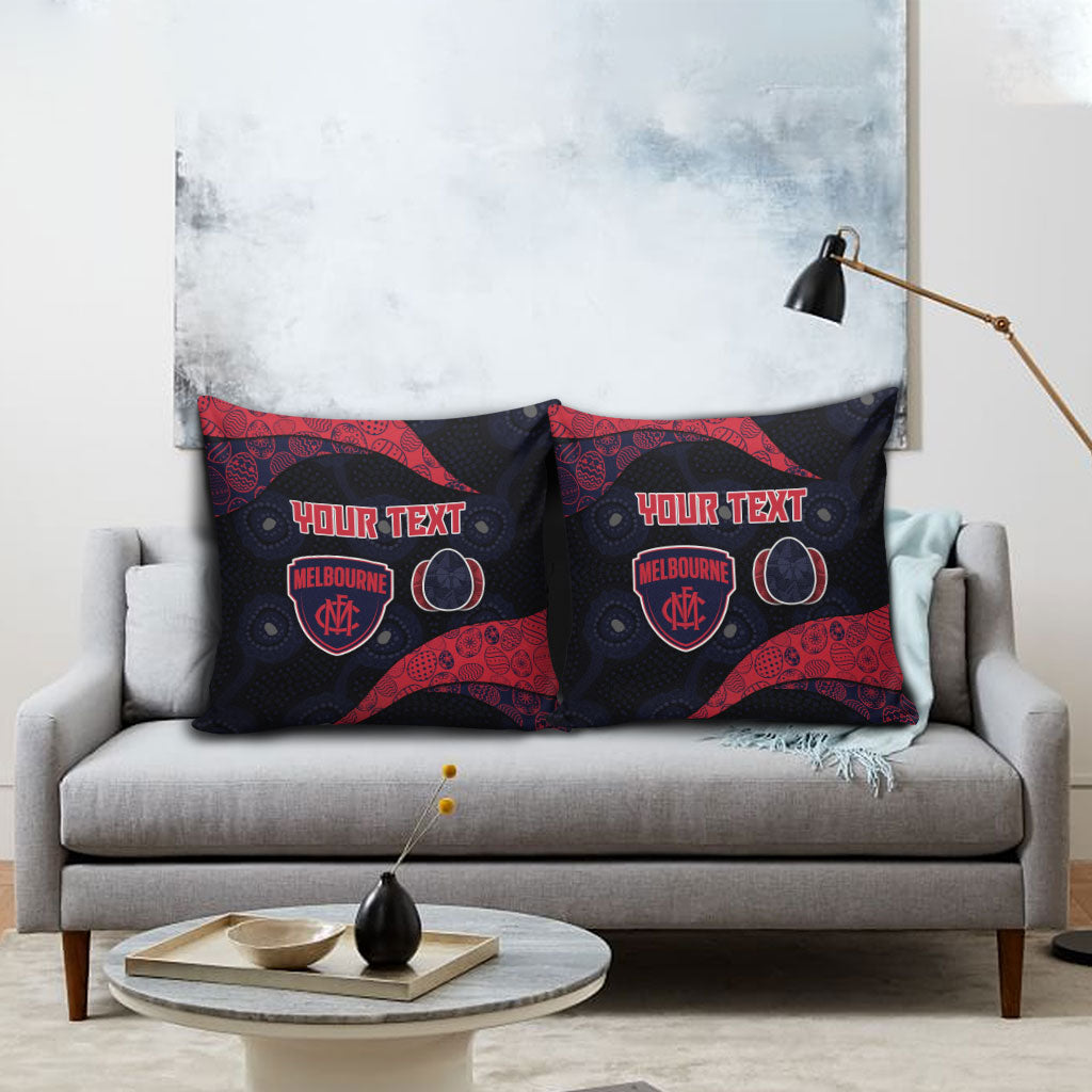 Personalized Melbourne Football Pillow Cover Easter Egg Pattern Red Navy Tribal Dot Art Style