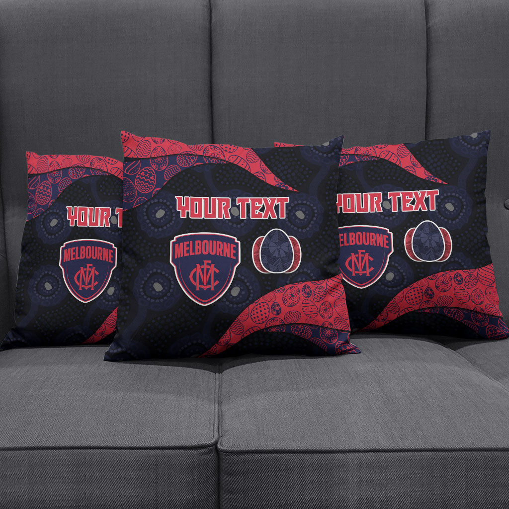 Personalized Melbourne Football Pillow Cover Easter Egg Pattern Red Navy Tribal Dot Art Style