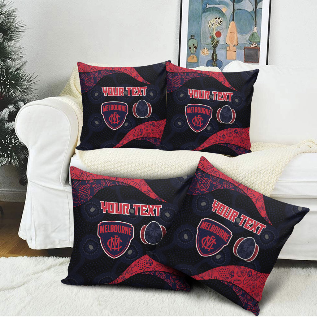 Personalized Melbourne Football Pillow Cover Easter Egg Pattern Red Navy Tribal Dot Art Style