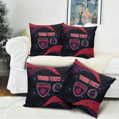 Personalized Melbourne Football Pillow Cover Easter Egg Pattern Red Navy Tribal Dot Art Style