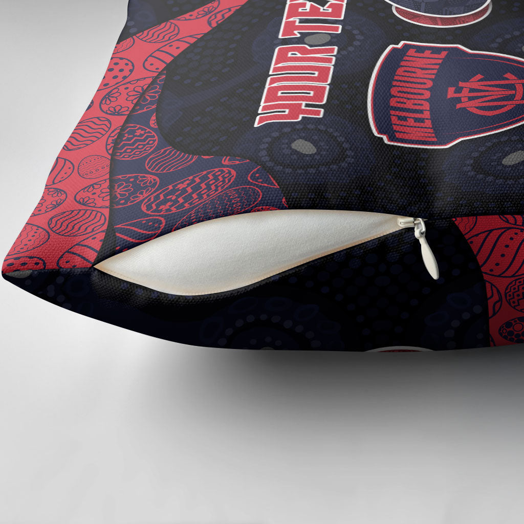 Personalized Melbourne Football Pillow Cover Easter Egg Pattern Red Navy Tribal Dot Art Style