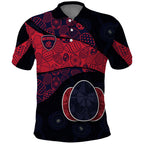 Personalized Melbourne Football Polo Shirt Easter Egg Pattern Red Navy Tribal Dot Art Style