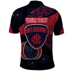 Personalized Melbourne Football Polo Shirt Easter Egg Pattern Red Navy Tribal Dot Art Style