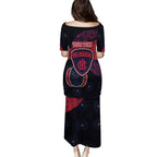 Personalized Melbourne Football Puletasi Easter Egg Pattern Red Navy Tribal Dot Art Style