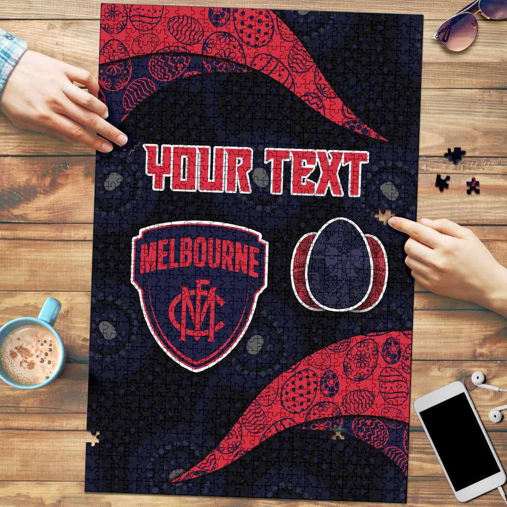 Personalized Melbourne Football Puzzle Easter Egg Pattern Red Navy Tribal Dot Art Style