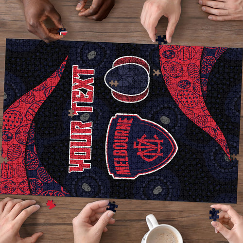 Personalized Melbourne Football Puzzle Easter Egg Pattern Red Navy Tribal Dot Art Style
