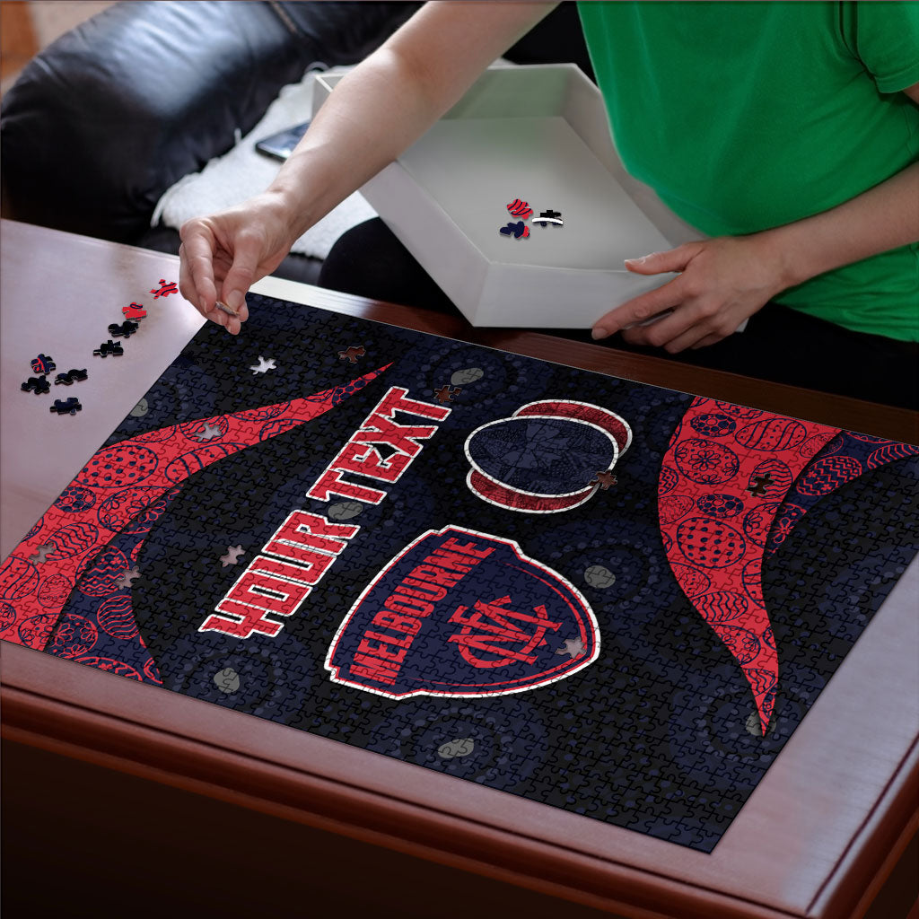 Personalized Melbourne Football Puzzle Easter Egg Pattern Red Navy Tribal Dot Art Style