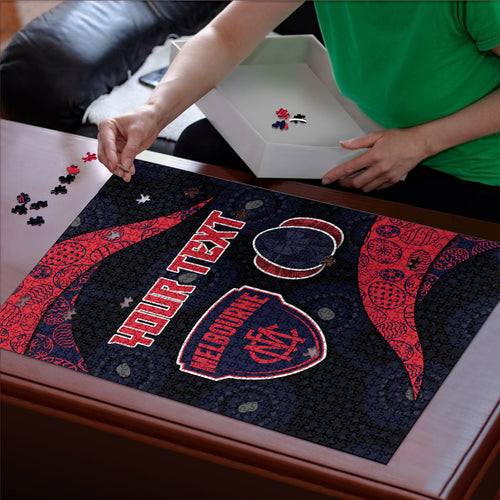 Personalized Melbourne Football Puzzle Easter Egg Pattern Red Navy Tribal Dot Art Style