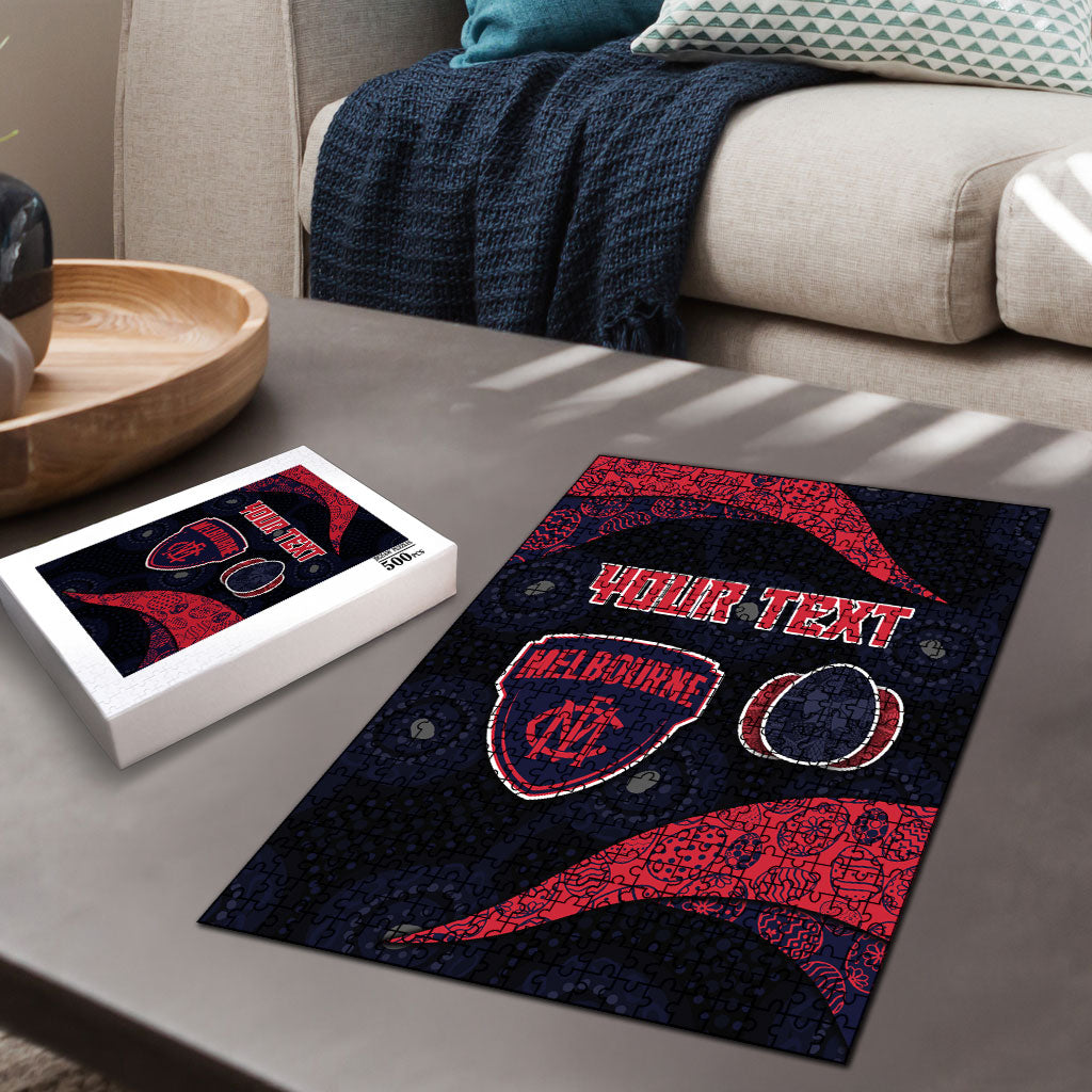 Personalized Melbourne Football Puzzle Easter Egg Pattern Red Navy Tribal Dot Art Style