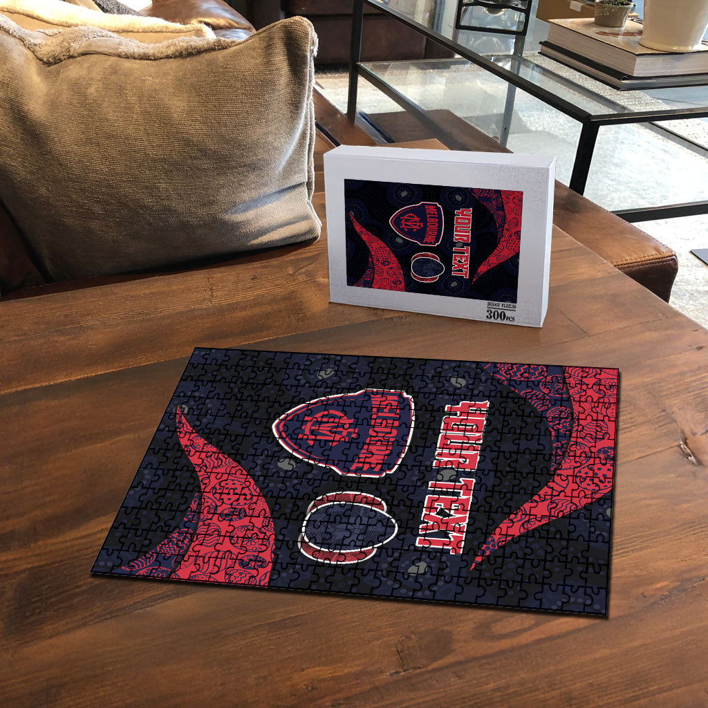 Personalized Melbourne Football Puzzle Easter Egg Pattern Red Navy Tribal Dot Art Style