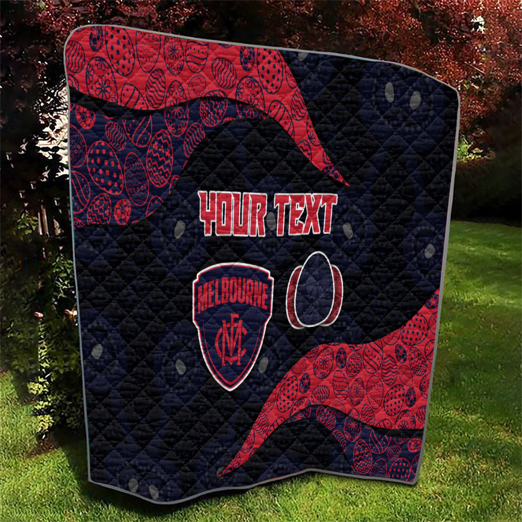 Personalized Melbourne Football Quilt Easter Egg Pattern Red Navy Tribal Dot Art Style