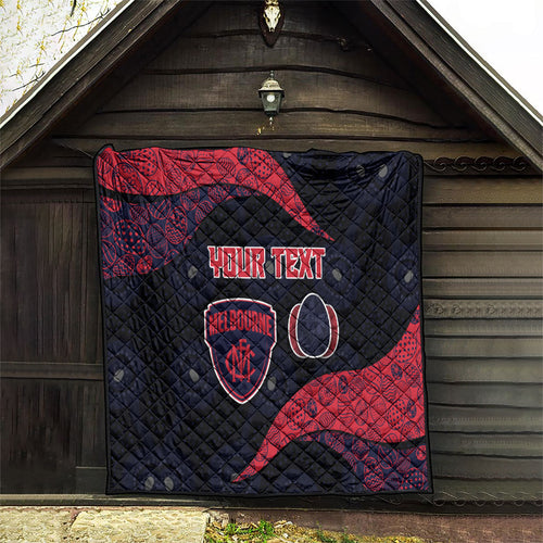 Personalized Melbourne Football Quilt Easter Egg Pattern Red Navy Tribal Dot Art Style