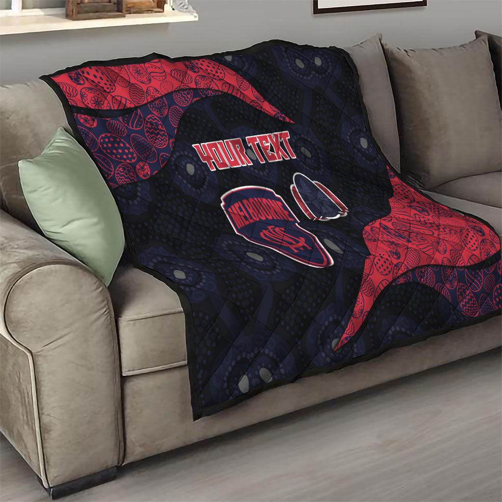 Personalized Melbourne Football Quilt Easter Egg Pattern Red Navy Tribal Dot Art Style