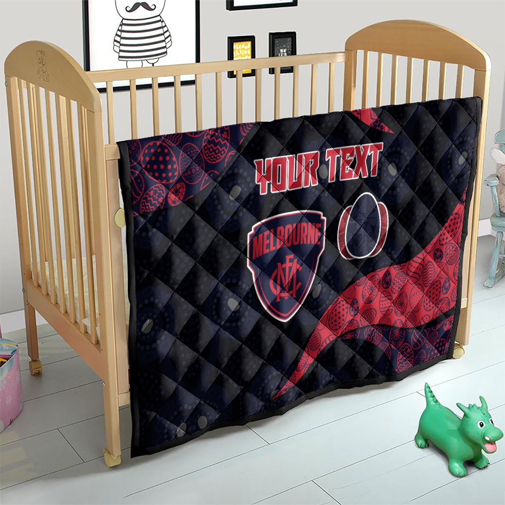Personalized Melbourne Football Quilt Easter Egg Pattern Red Navy Tribal Dot Art Style