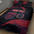 Personalized Melbourne Football Quilt Bed Set Easter Egg Pattern Red Navy Tribal Dot Art Style