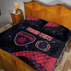 Personalized Melbourne Football Quilt Bed Set Easter Egg Pattern Red Navy Tribal Dot Art Style