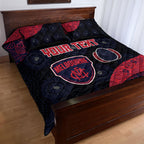 Personalized Melbourne Football Quilt Bed Set Easter Egg Pattern Red Navy Tribal Dot Art Style