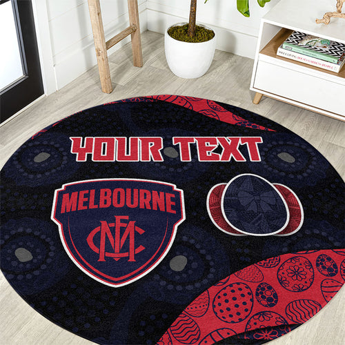 Personalized Melbourne Football Round Carpet Easter Egg Pattern Red Navy Tribal Dot Art Style