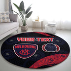 Personalized Melbourne Football Round Carpet Easter Egg Pattern Red Navy Tribal Dot Art Style