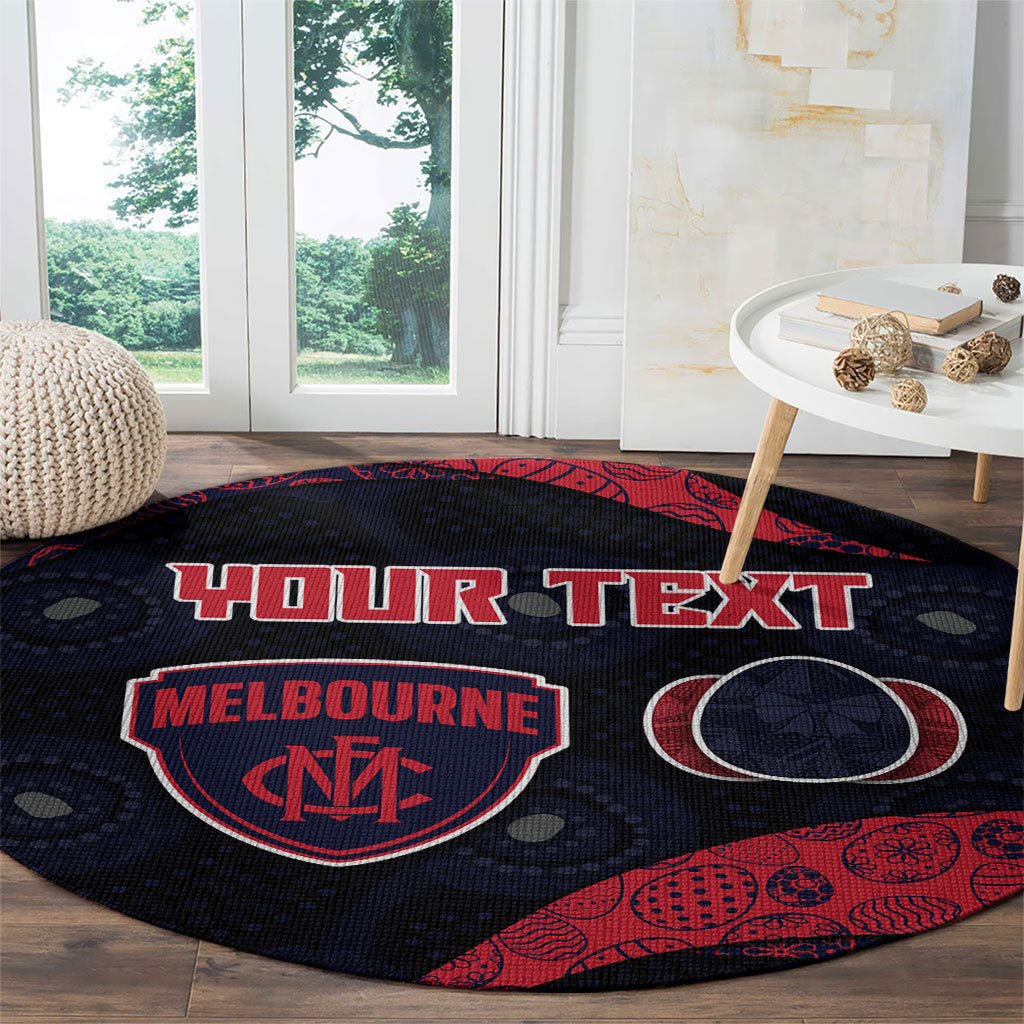 Personalized Melbourne Football Round Carpet Easter Egg Pattern Red Navy Tribal Dot Art Style