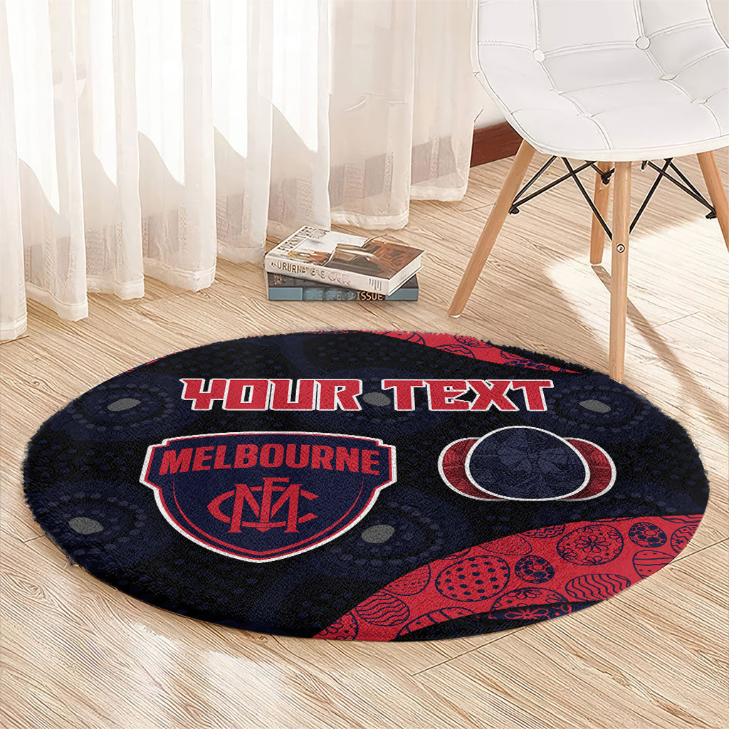 Personalized Melbourne Football Round Carpet Easter Egg Pattern Red Navy Tribal Dot Art Style